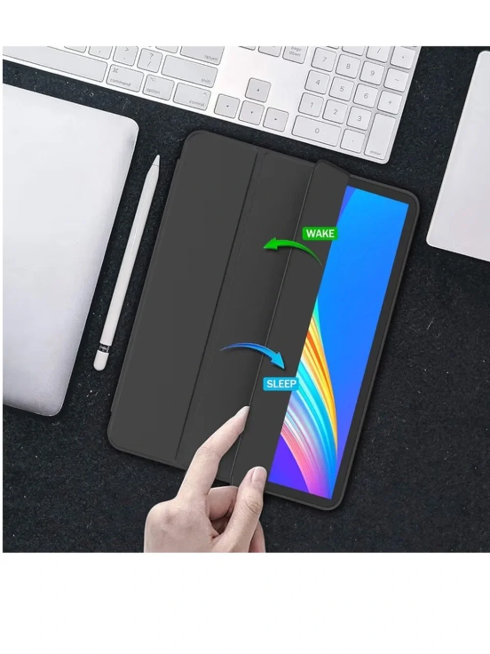 Black iPad Pro/Air Case with Apple Pencil Holder